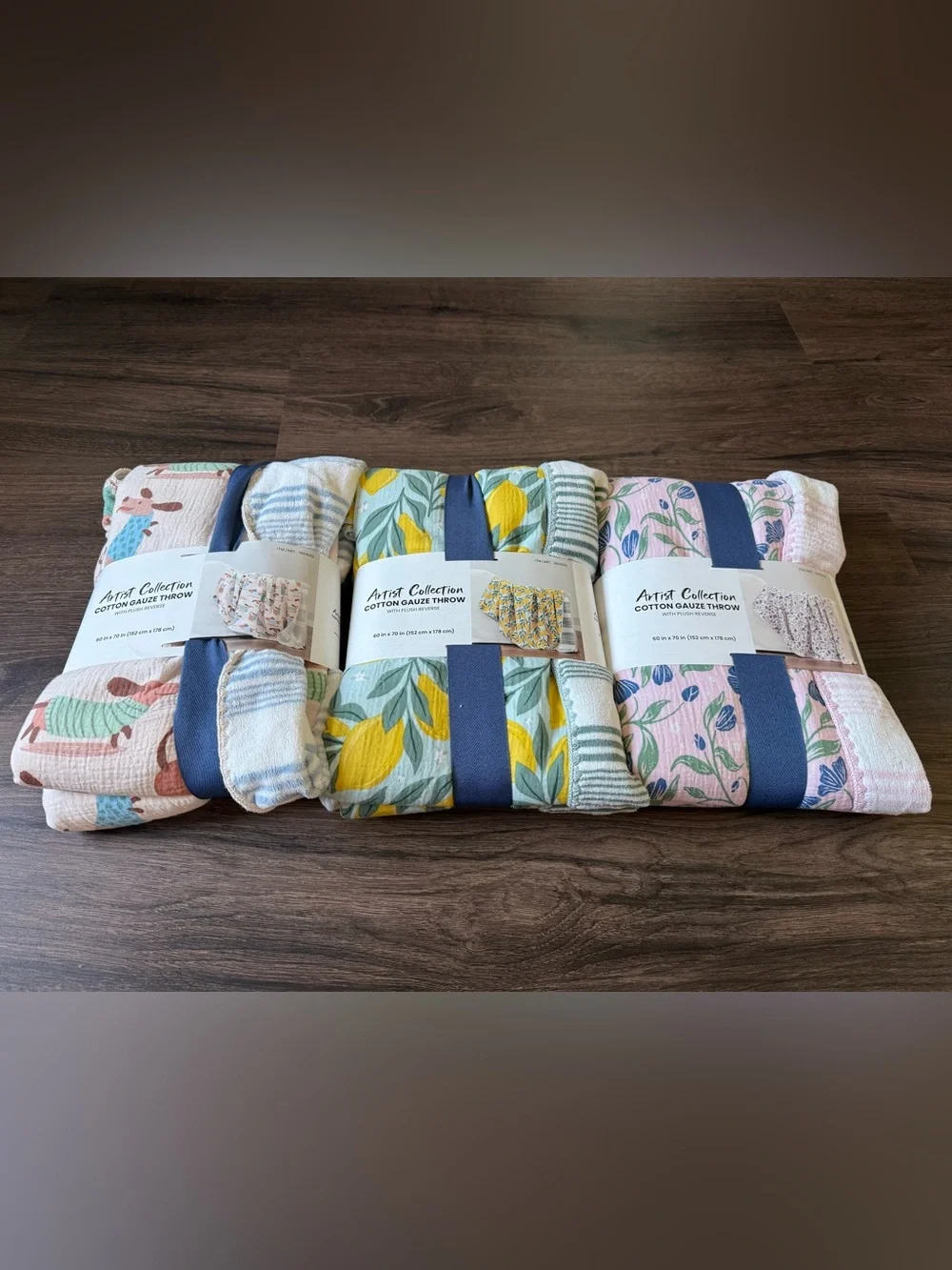 Bundle of 3 Artist Collection Cotton Gauze Throw